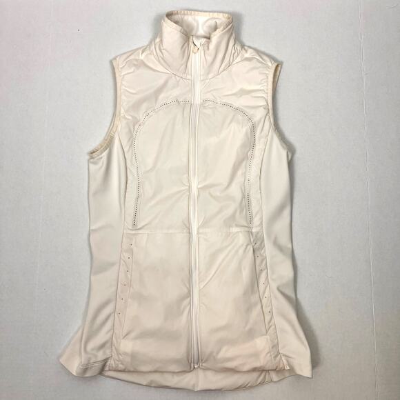 Lululemon Womens Size 6 White Run For Cold Lightweight Vest Style W4IG6S